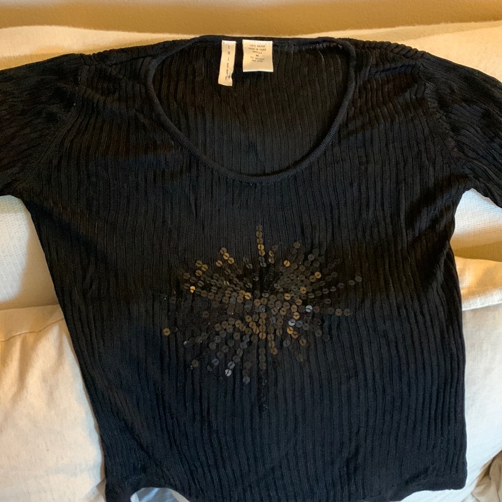 Black silky feel (Rayon) light sweater top